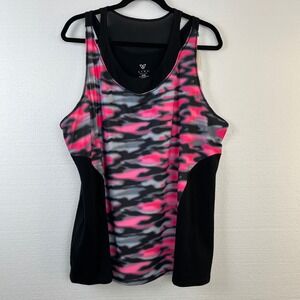 Lane Bryant Livi Active Womens Plus Size 26/28 Tank Top Camo Black Pink Gray